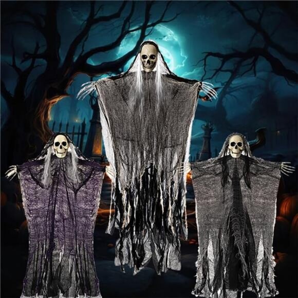 3PCS Halloween Skeleton Ghosts Decorations, Hanging Grim Reapers, Decorations - Picture 5 of 7